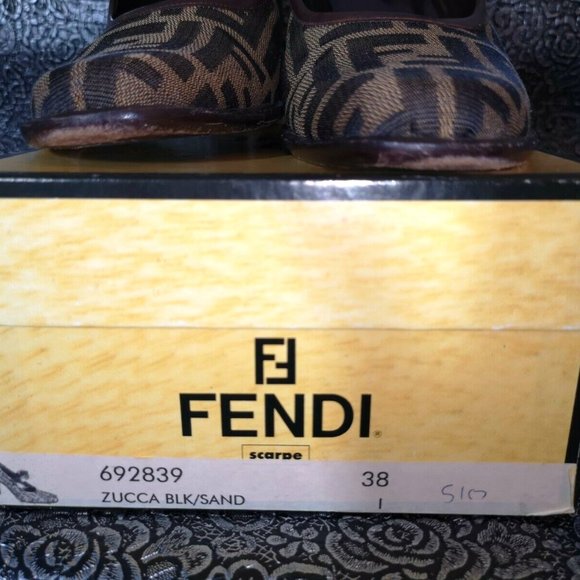 Authentic Vintage FENDI Mary Jane  Heels Zucca Black/Sand Size 38 80s/90s  Italy - Picture 2 of 12